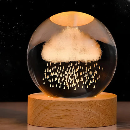 3D Planet Engraved Crystal Ball Night Light LED Table Lamp