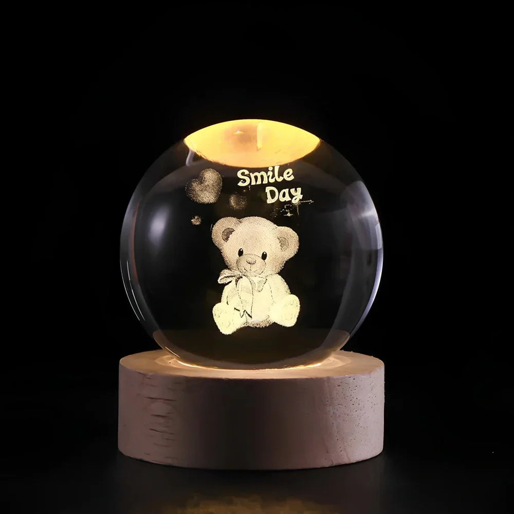 3D Planet Engraved Crystal Ball Night Light LED Table Lamp