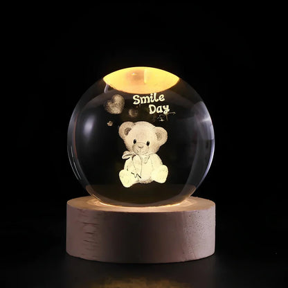 3D Planet Engraved Crystal Ball Night Light LED Table Lamp