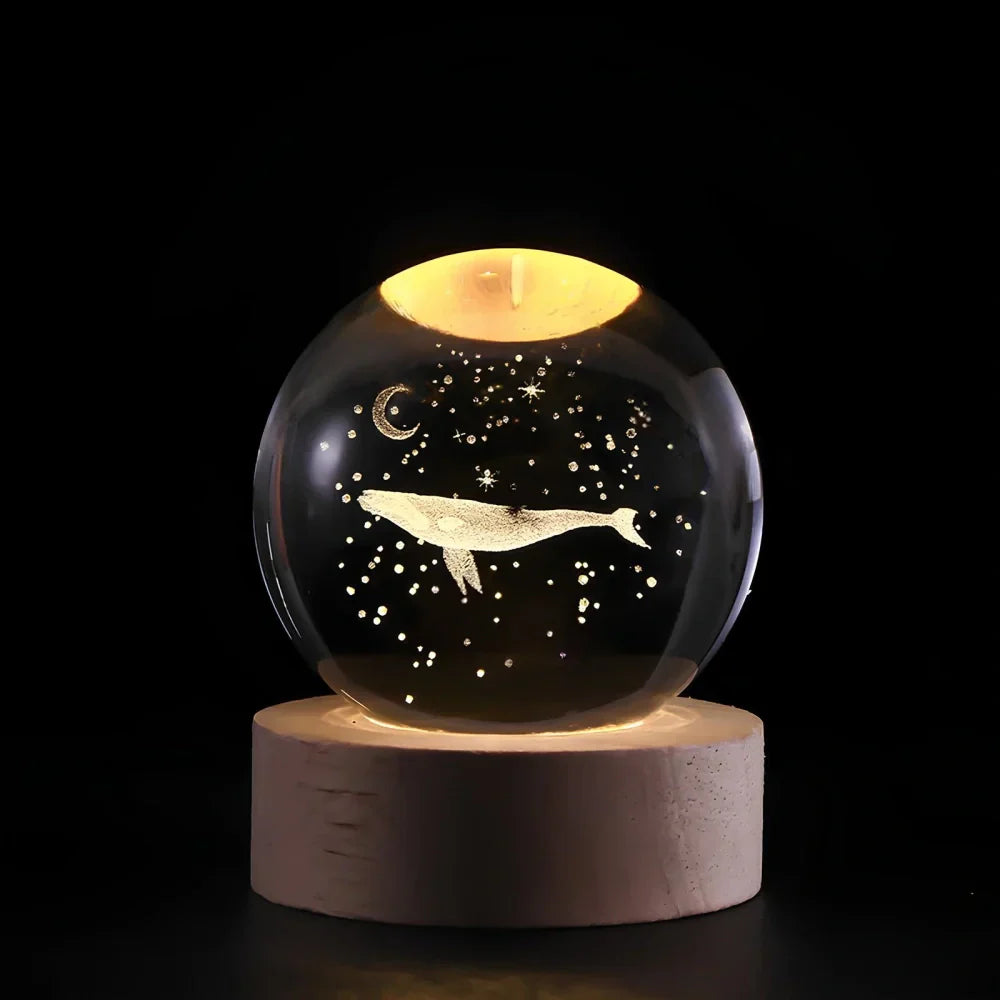3D Planet Engraved Crystal Ball Night Light LED Table Lamp