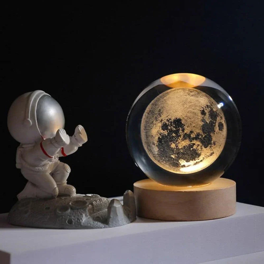 3D Planet Engraved Crystal Ball Night Light LED Table Lamp