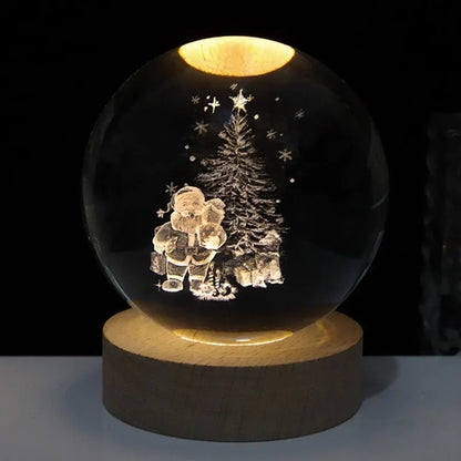 3D Planet Engraved Crystal Ball Night Light LED Table Lamp