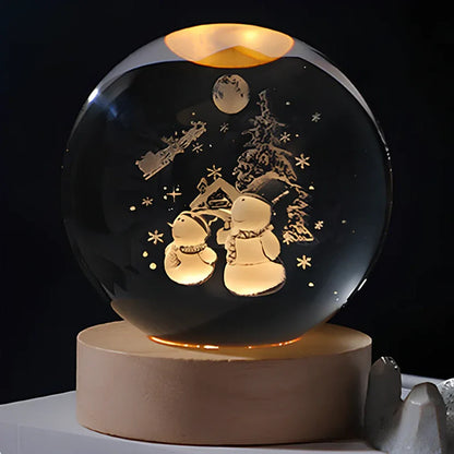 3D Planet Engraved Crystal Ball Night Light LED Table Lamp