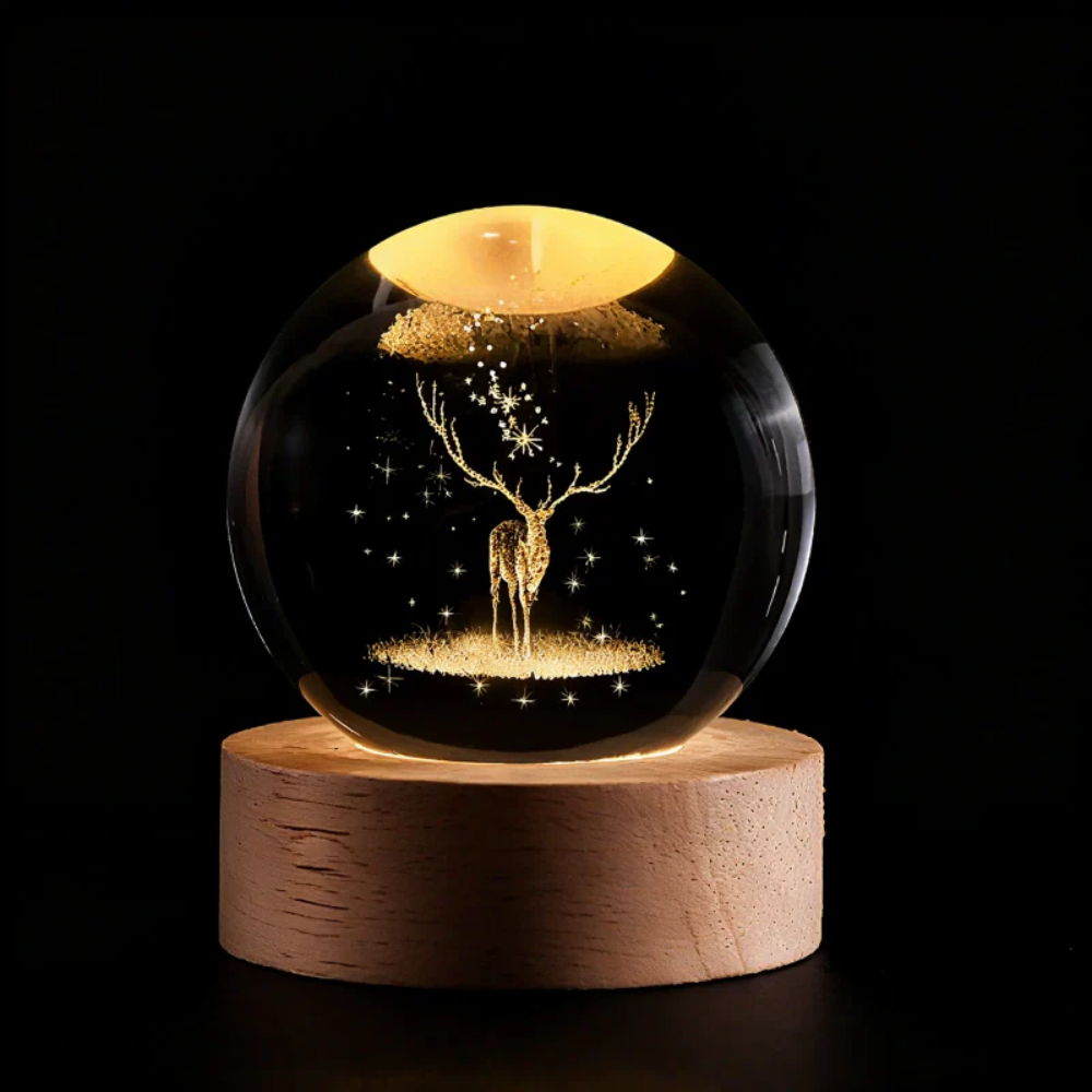 3D Planet Engraved Crystal Ball Night Light LED Table Lamp