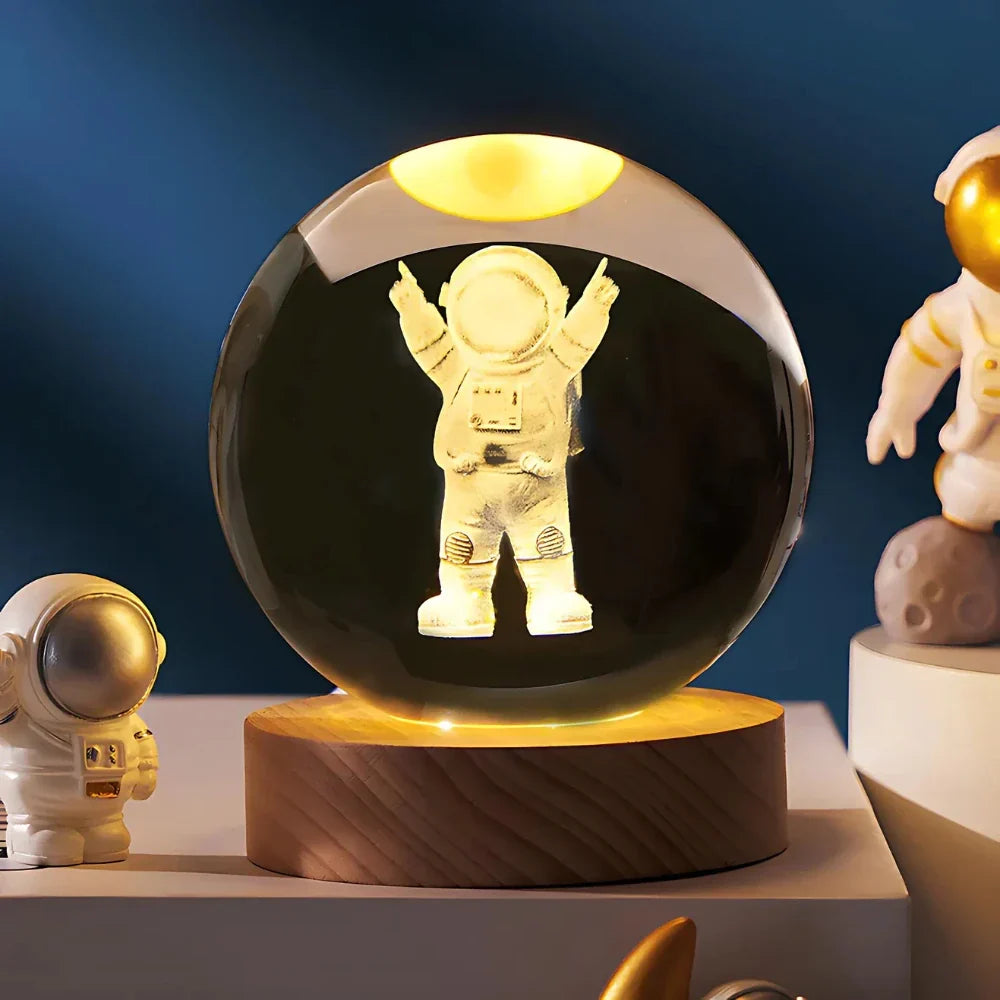 3D Planet Engraved Crystal Ball Night Light LED Table Lamp