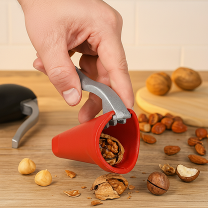 Aluminum Nutcracker with Easy-Lever Shell Opener - Handy Hand Tool for Quick Nut Cracking