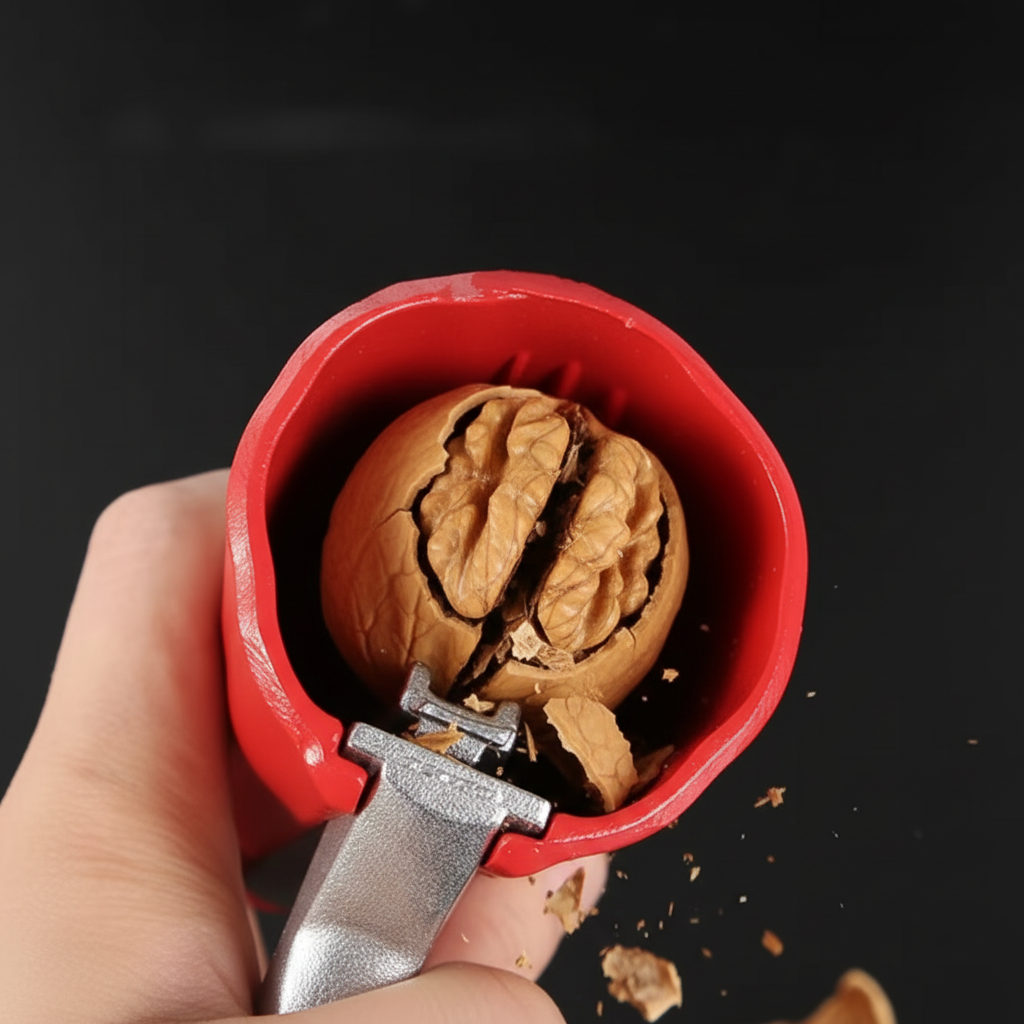 Aluminum Nutcracker with Easy-Lever Shell Opener - Handy Hand Tool for Quick Nut Cracking
