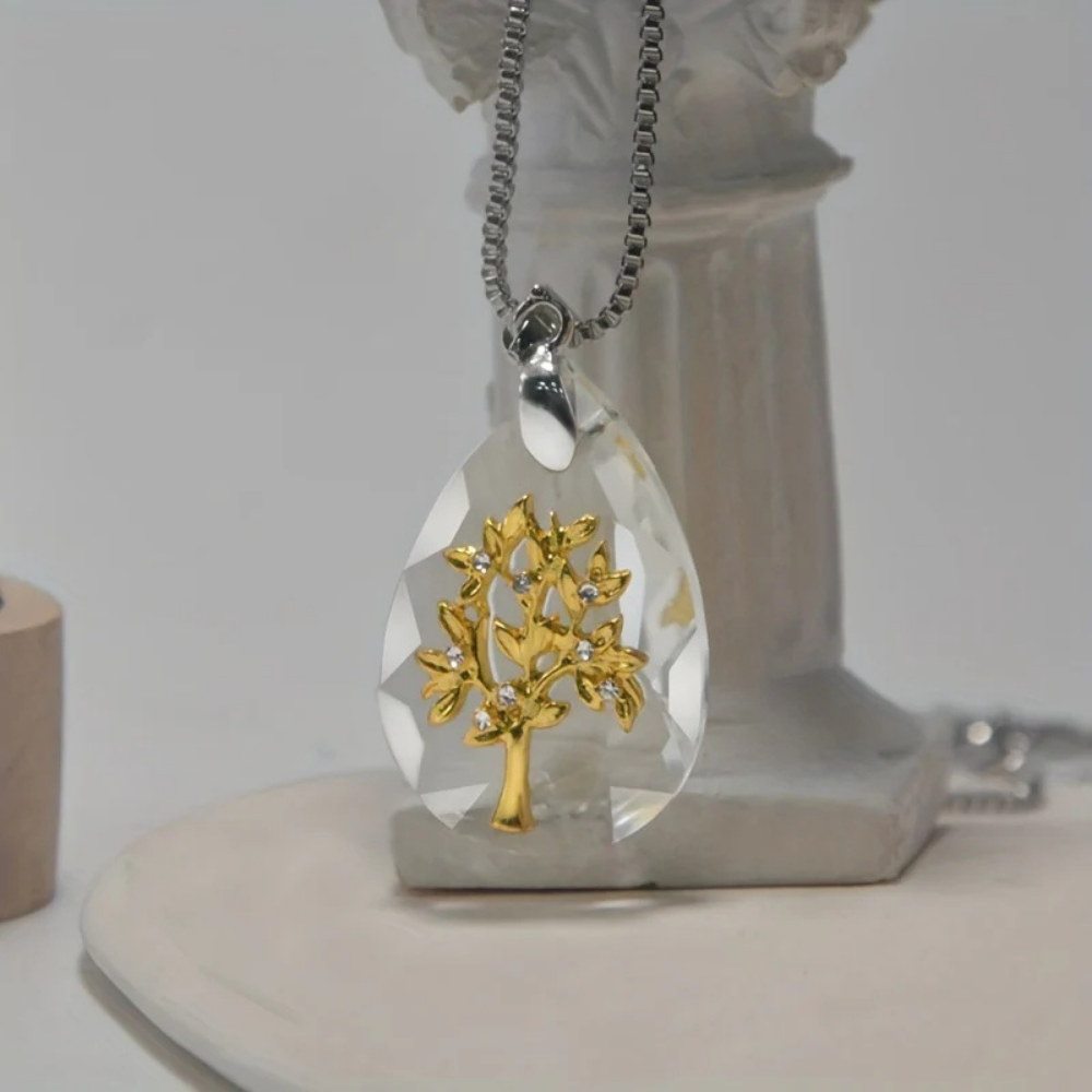 Glass Teardrop Necklace Pendant – Boho Mother's Day Jewelry
