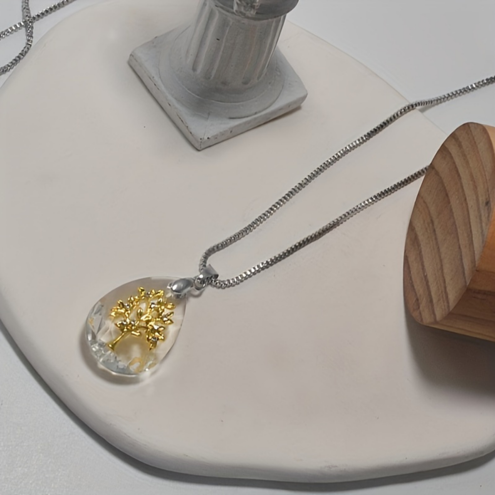 Glass Teardrop Necklace Pendant – Boho Mother's Day Jewelry