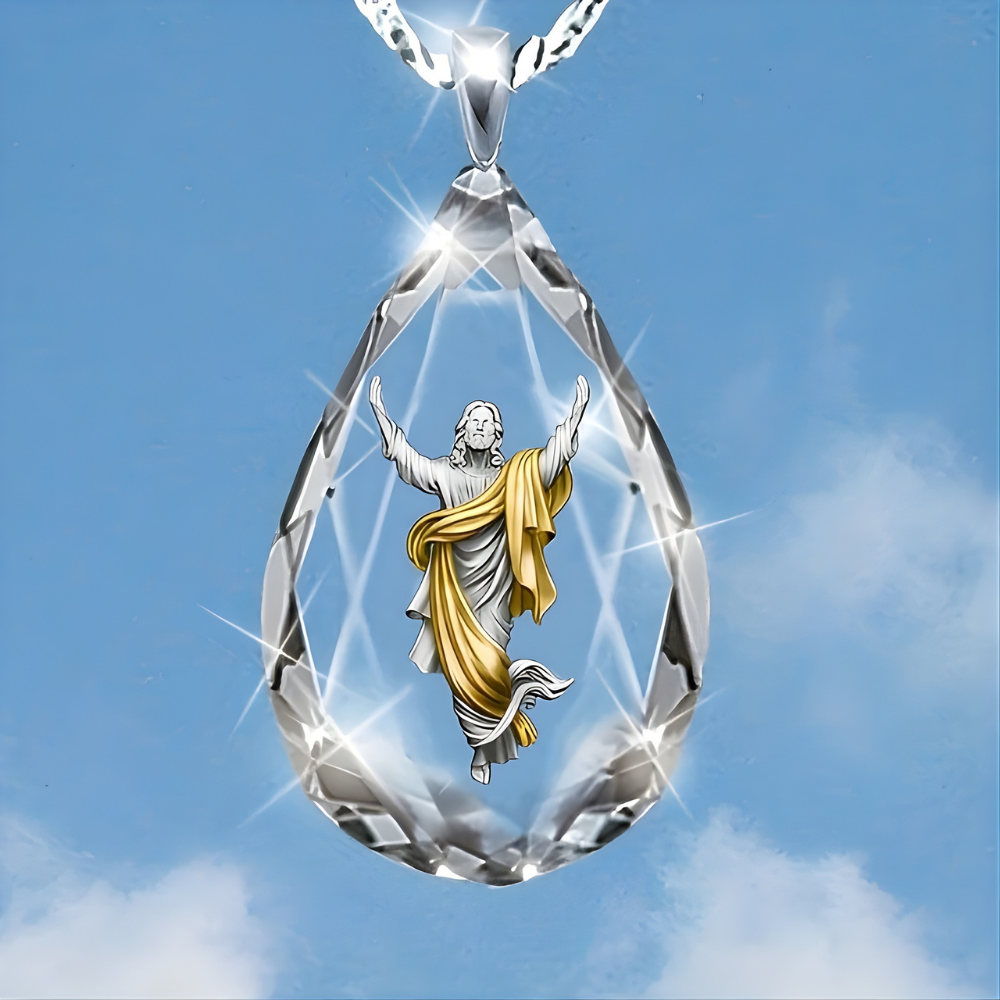 Glass Teardrop Necklace Pendant – Boho Mother's Day Jewelry
