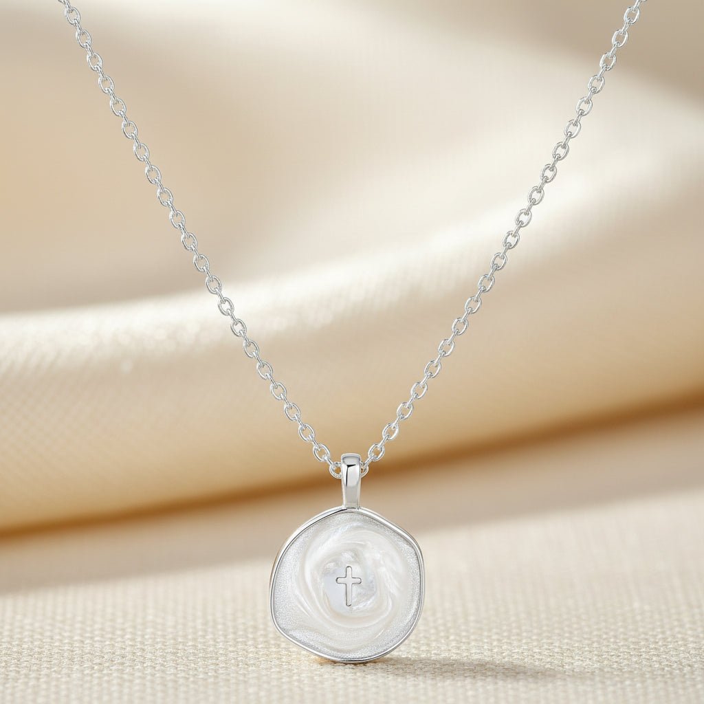 Delicate Gold Disc Cross Pendant Necklace - Mother's Day Jewelry