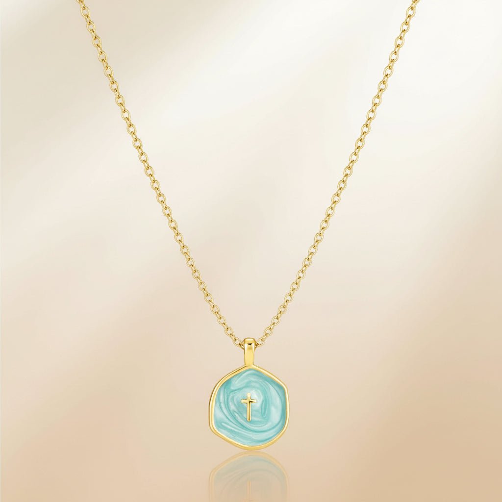 Delicate Gold Disc Cross Pendant Necklace - Mother's Day Jewelry