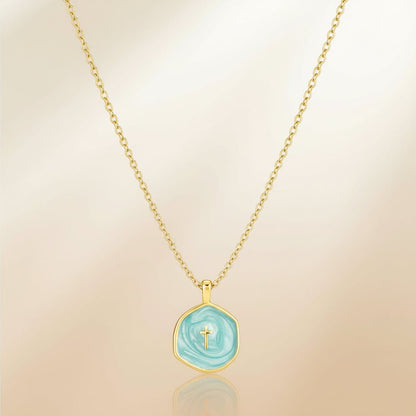 Delicate Gold Disc Cross Pendant Necklace - Mother's Day Jewelry