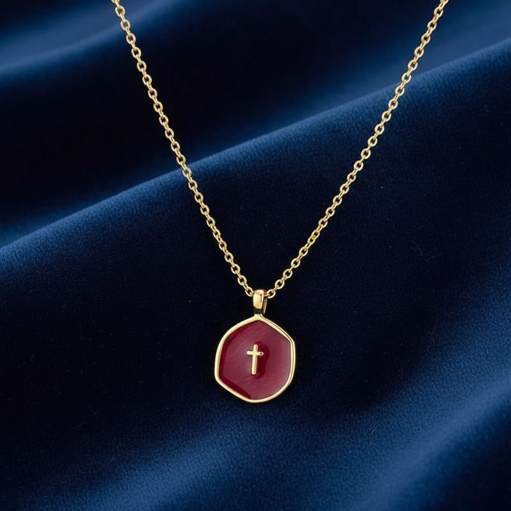 Delicate Gold Disc Cross Pendant Necklace - Mother's Day Jewelry