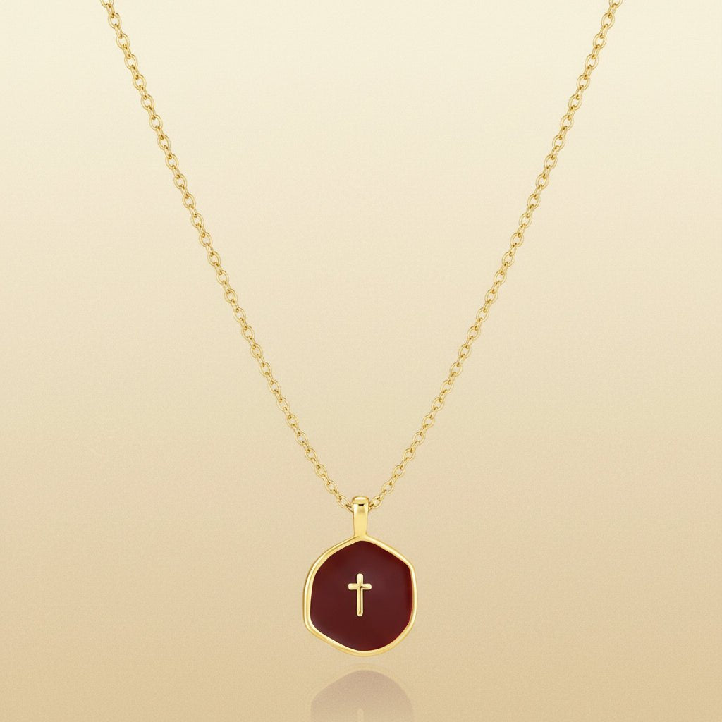 Delicate Gold Disc Cross Pendant Necklace - Mother's Day Jewelry