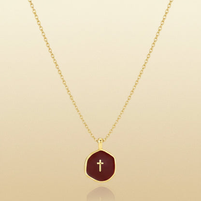 Delicate Gold Disc Cross Pendant Necklace - Mother's Day Jewelry