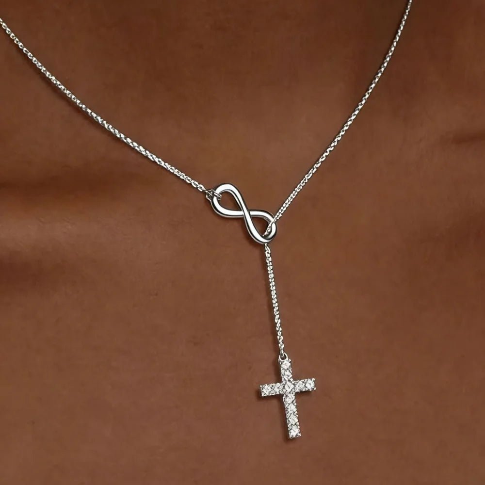 Gold Infinity Cross Necklace with Y-Shaped Pendant — Perfect Mother's Day Gift