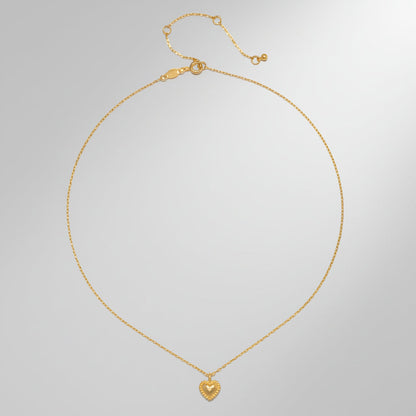 Gold Heart Hammered Pendant Necklace with Delicate Chain
