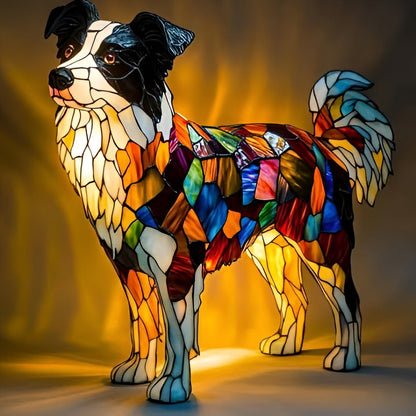 Dog-Style Stained Glass Table Lamp
