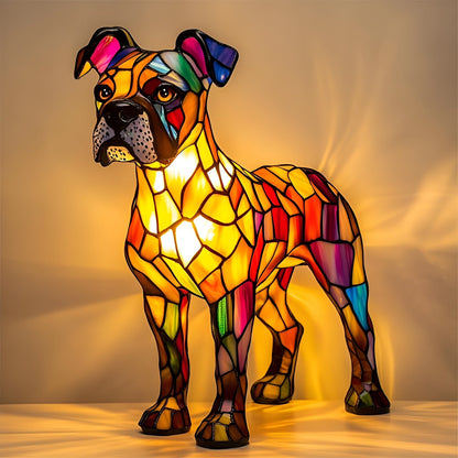 Dog-Style Stained Glass Table Lamp
