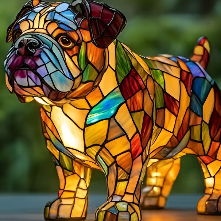 Dog-Style Stained Glass Table Lamp