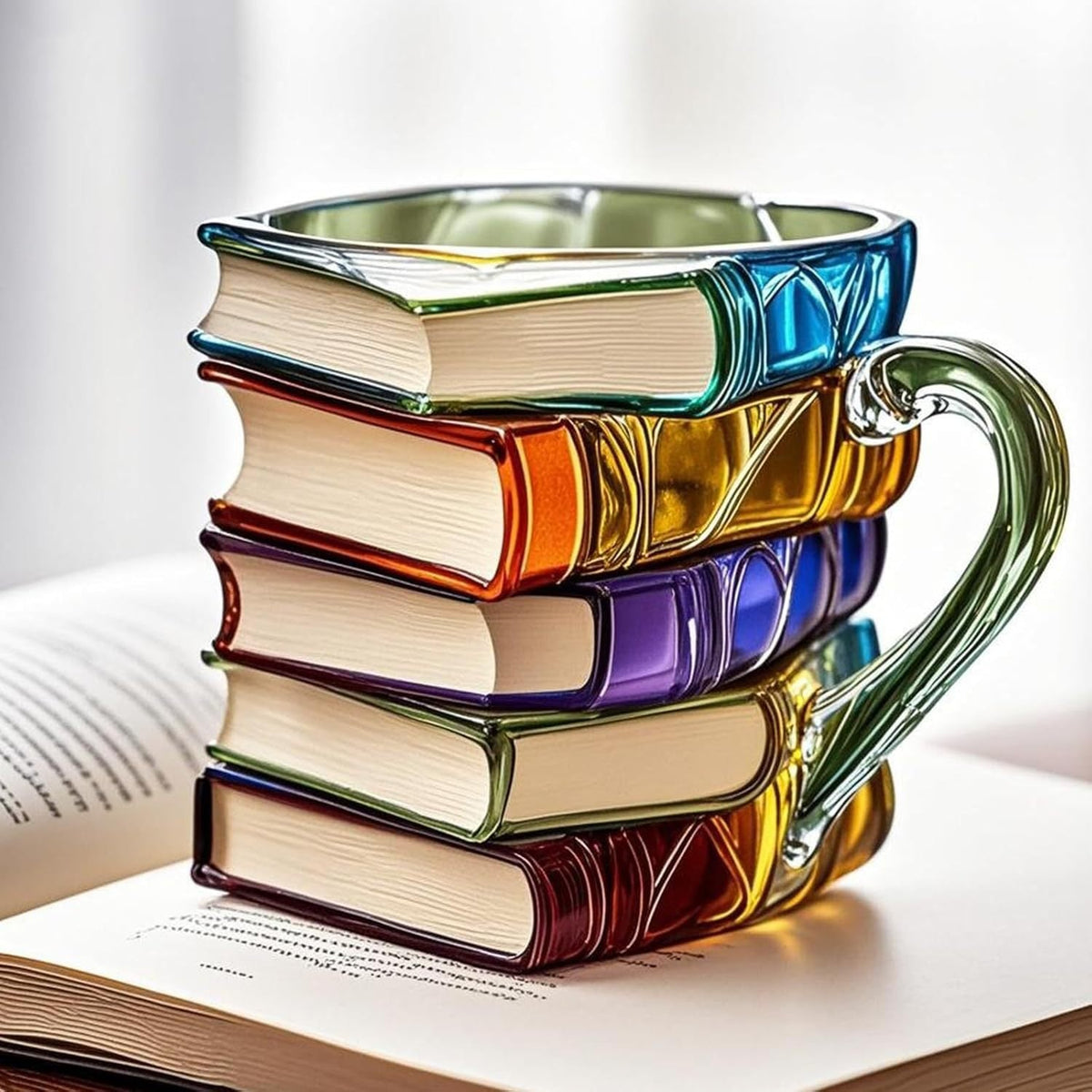 3D Glass Book Design Coffee Mug – Perfect Literary Gift
