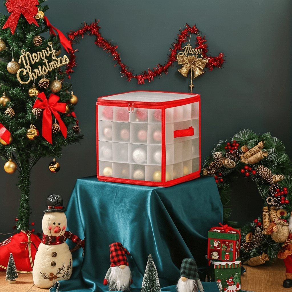 Clear Plastic Ornament Storage Box – Christmas Decoration Organizer