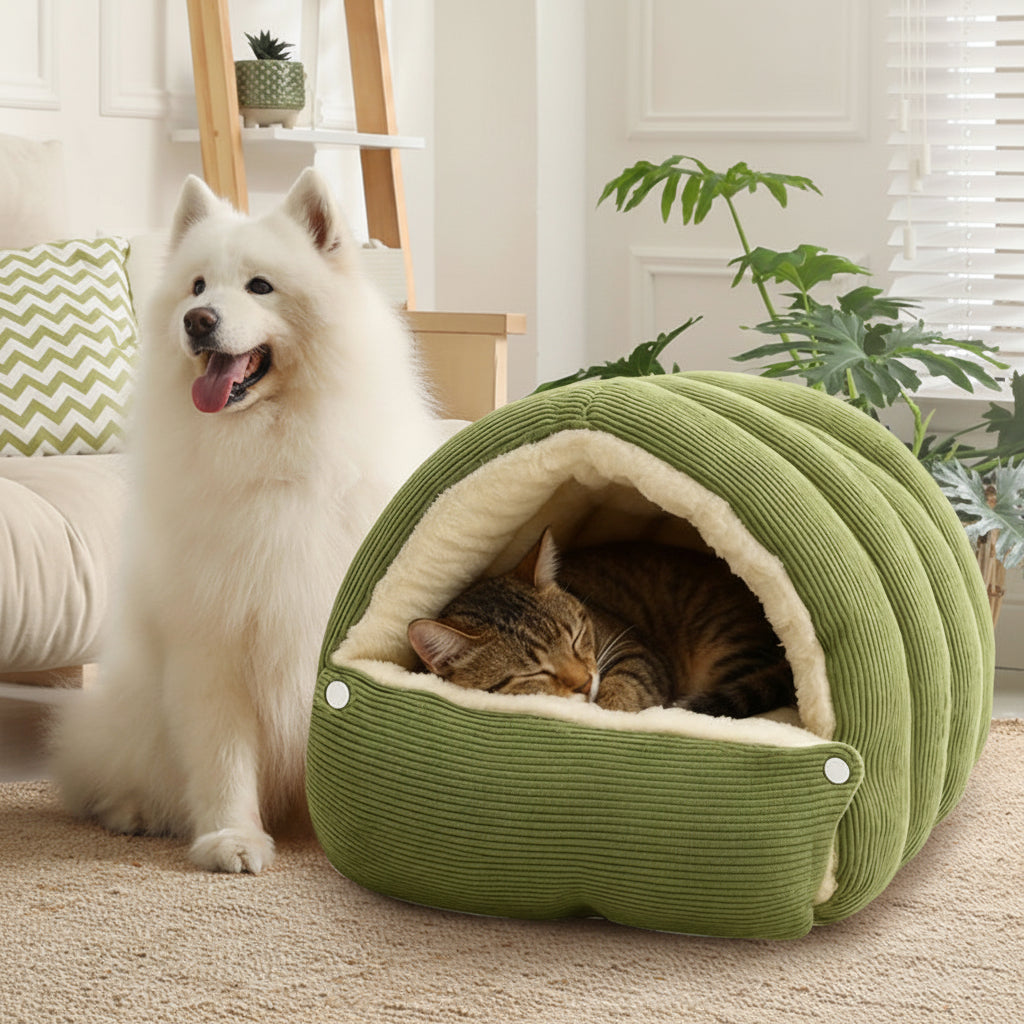 Cozy Cat Cave Bed - Soft Plush, Warm Indoor Sleeping House