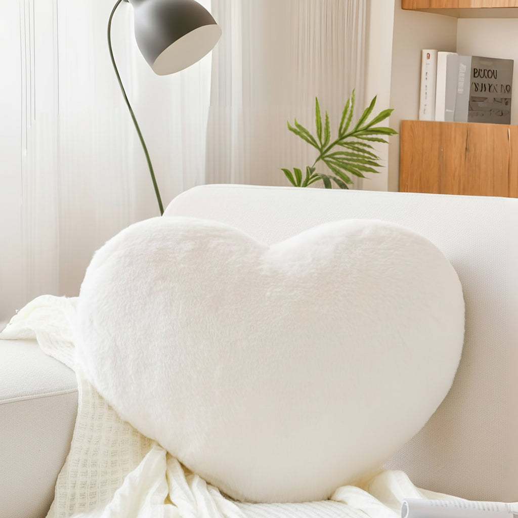 Heart-Shaped Plush Throw Pillow - Cozy Decorative Sofa Cushion