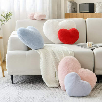 Heart-Shaped Plush Throw Pillow - Cozy Decorative Sofa Cushion