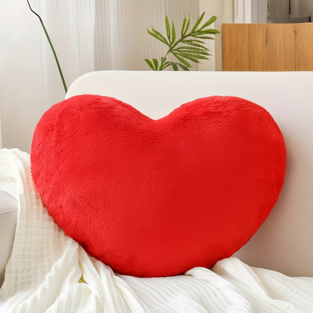 Heart-Shaped Plush Throw Pillow - Cozy Decorative Sofa Cushion