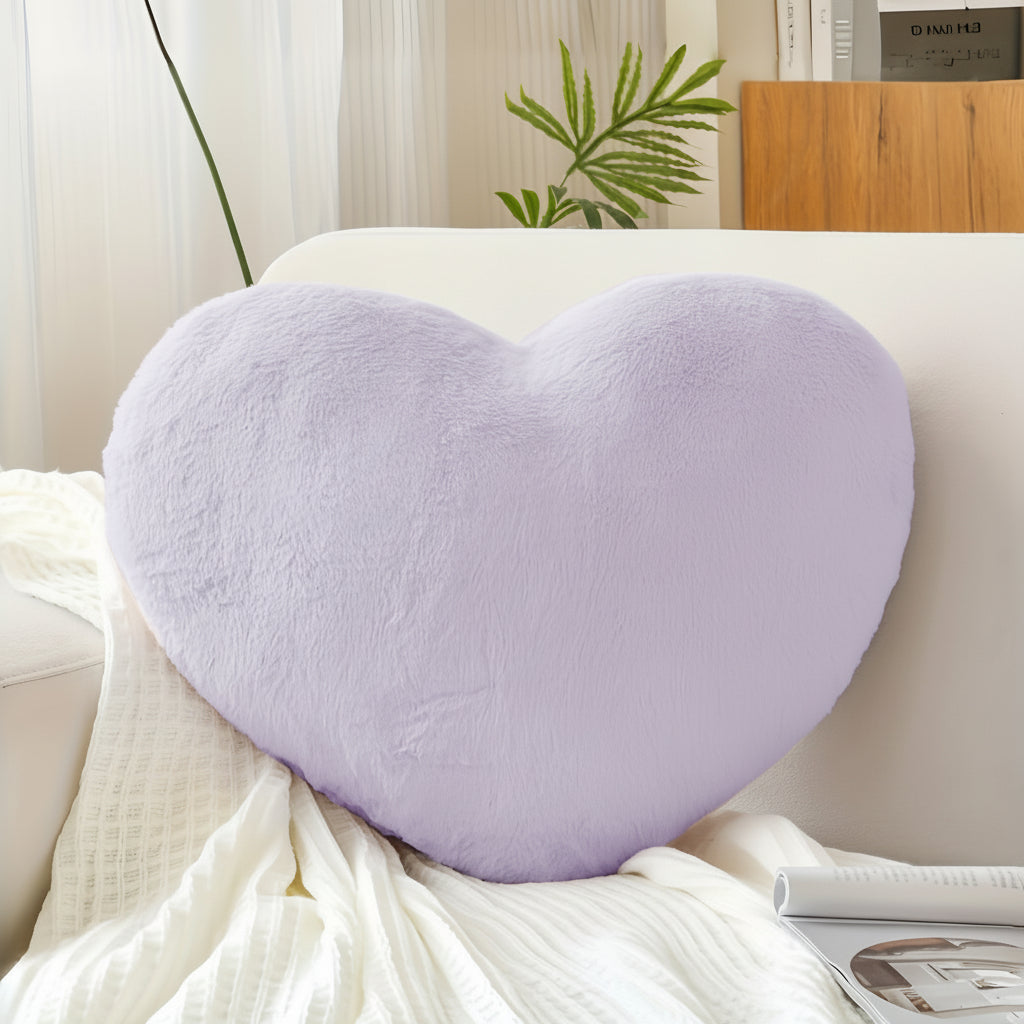 Heart-Shaped Plush Throw Pillow - Cozy Decorative Sofa Cushion