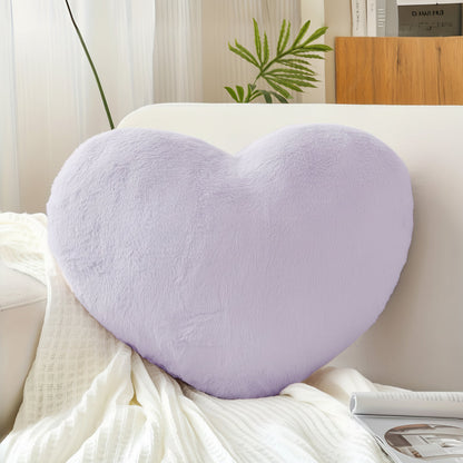 Heart-Shaped Plush Throw Pillow - Cozy Decorative Sofa Cushion