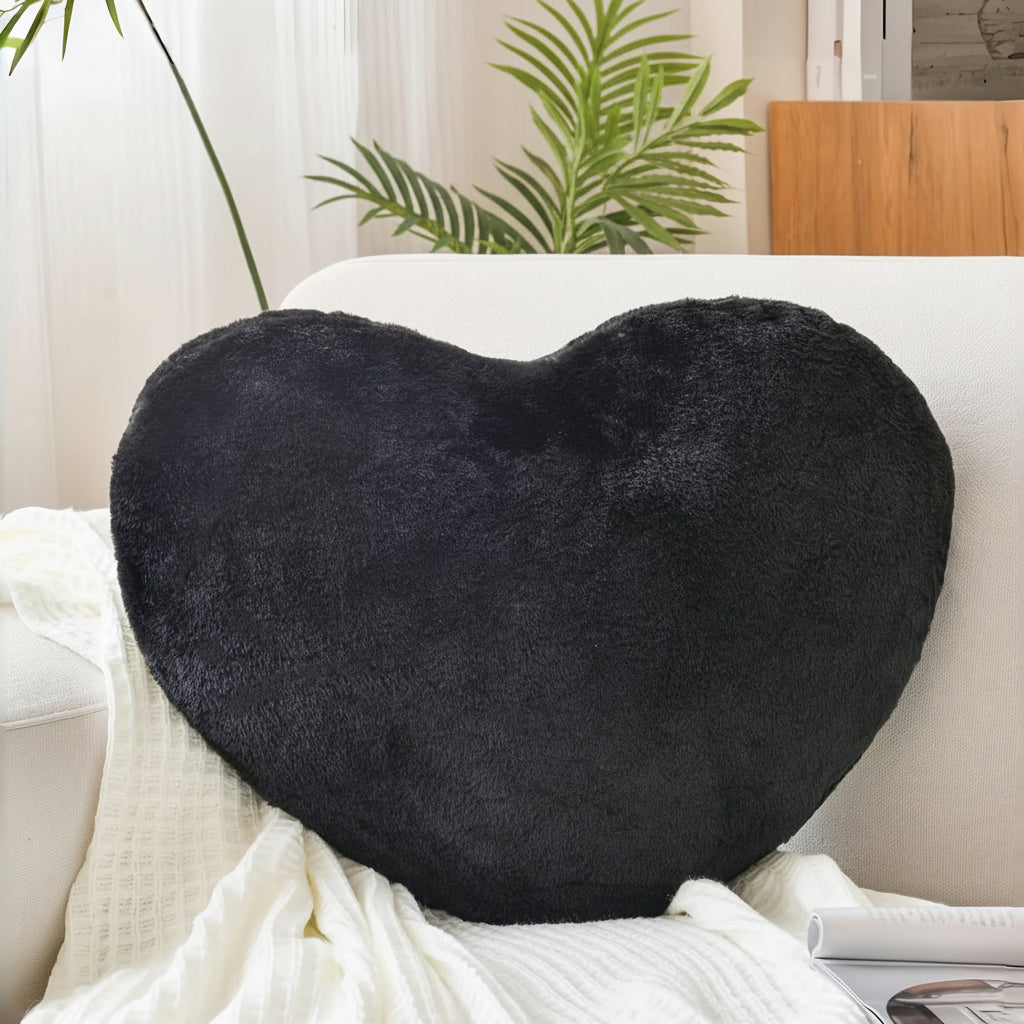 Heart-Shaped Plush Throw Pillow - Cozy Decorative Sofa Cushion