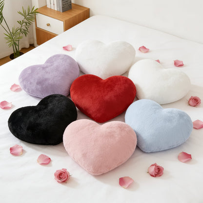 Heart-Shaped Plush Throw Pillow - Cozy Decorative Sofa Cushion
