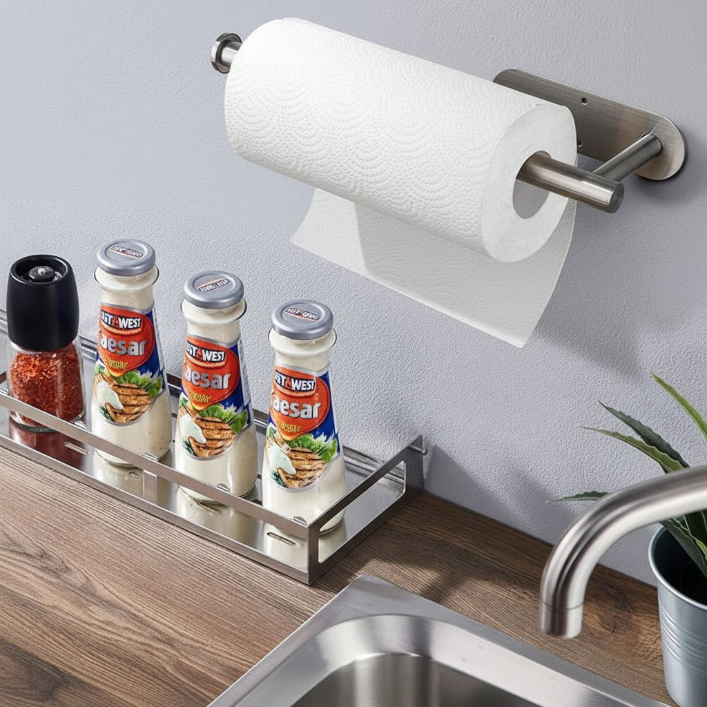Black Stainless Steel Under-Cabinet Paper Towel Holder