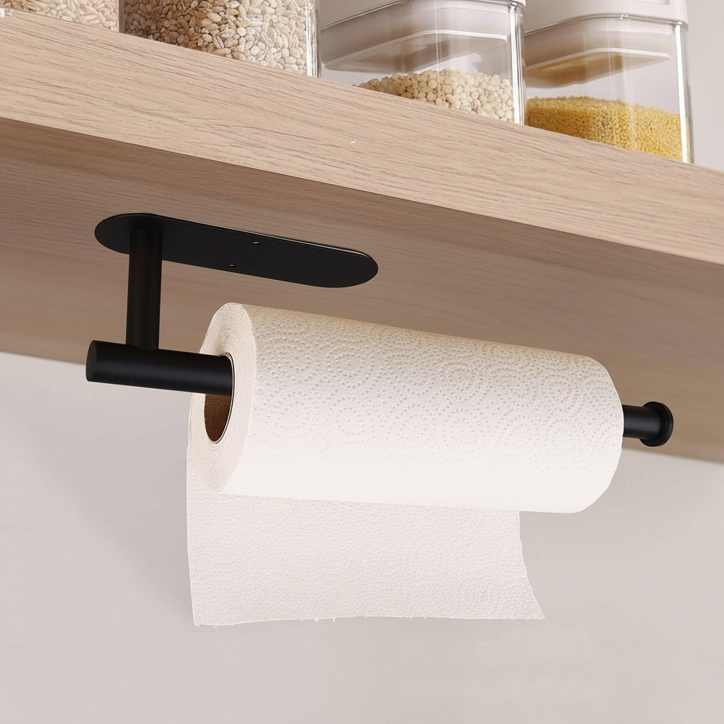 Black Stainless Steel Under-Cabinet Paper Towel Holder