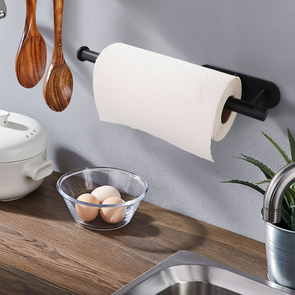 Black Stainless Steel Under-Cabinet Paper Towel Holder
