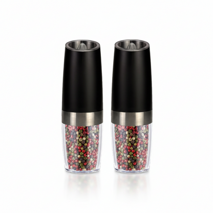 Electric Gravity-Activated Salt & Pepper Grinder Set with Adjustable Grind Settings