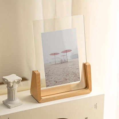 Acrylic Photo Frame with Solid Wood Tabletop Stand - Stylish Tabletop Display