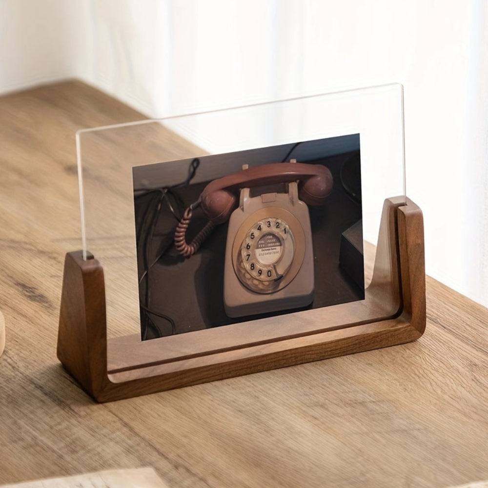 Acrylic Photo Frame with Solid Wood Tabletop Stand - Stylish Tabletop Display