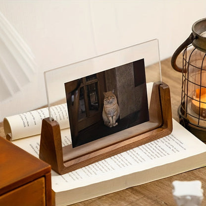 Acrylic Photo Frame with Solid Wood Tabletop Stand - Stylish Tabletop Display