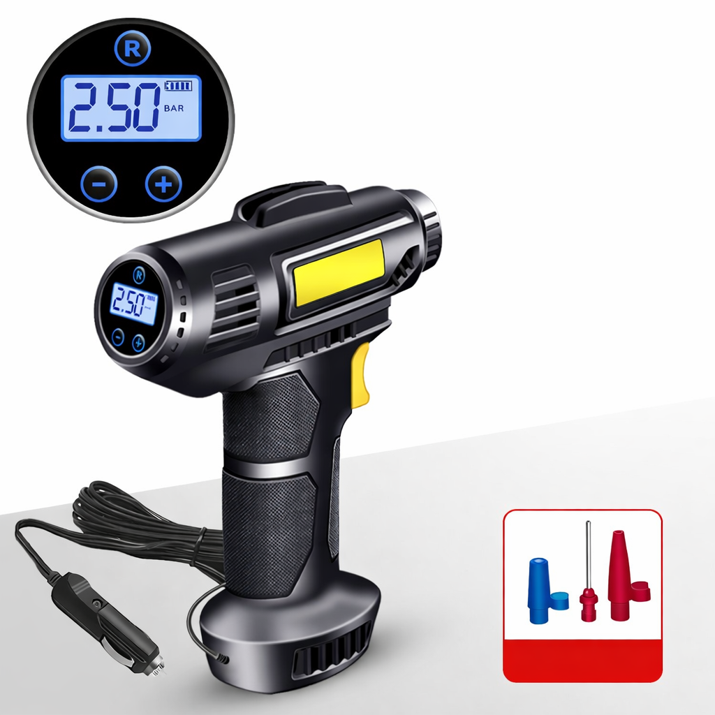 Cordless Portable Tire Inflator with Auto-Stop Pump — Compact Air Compressor for Quick, Precise Inflation