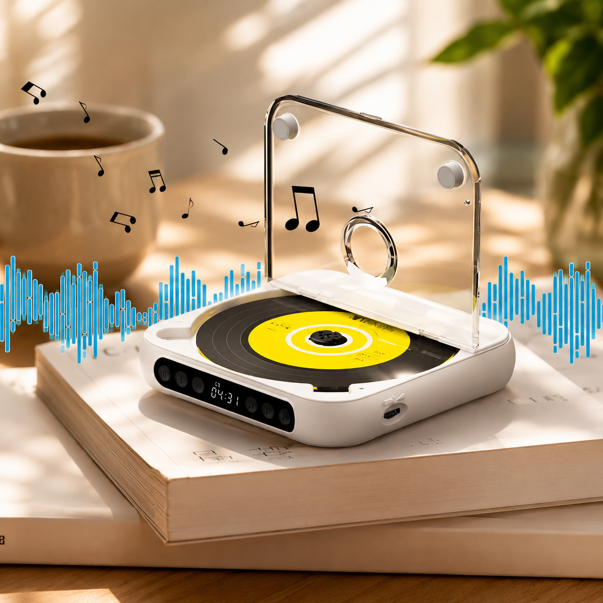 Bluetooth-Enabled Portable CD Player with Anti-Skip