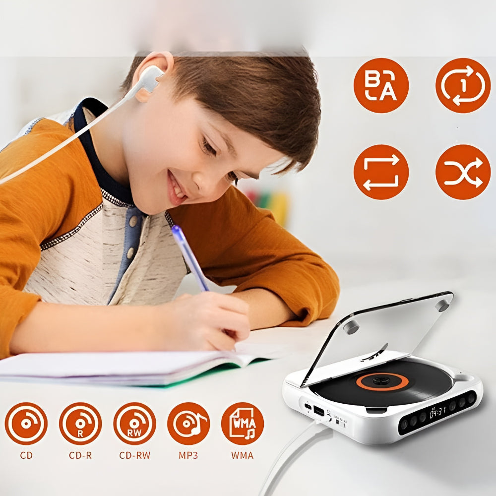 Bluetooth-Enabled Portable CD Player with Anti-Skip