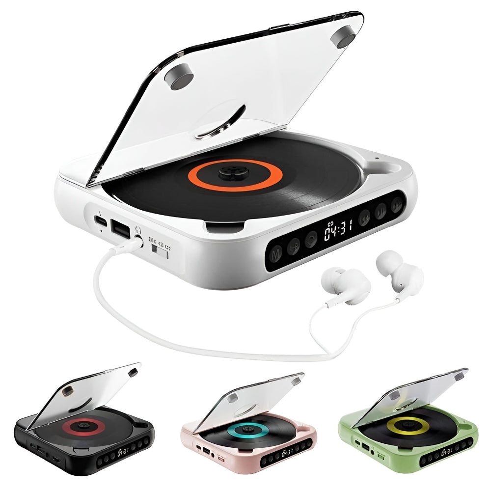 Bluetooth-Enabled Portable CD Player with Anti-Skip