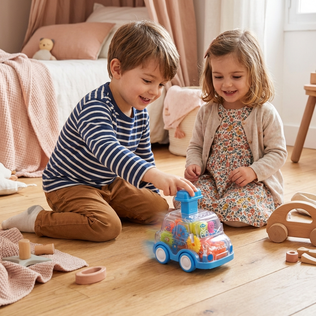 Colorful Gear Mechanism Push-and-Go Toy Cars for Kids - Educational STEM Toy
