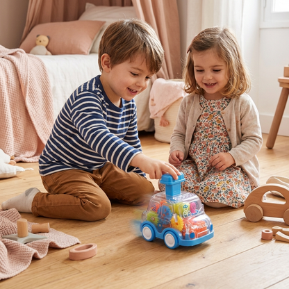 Colorful Gear Mechanism Push-and-Go Toy Cars for Kids - Educational STEM Toy