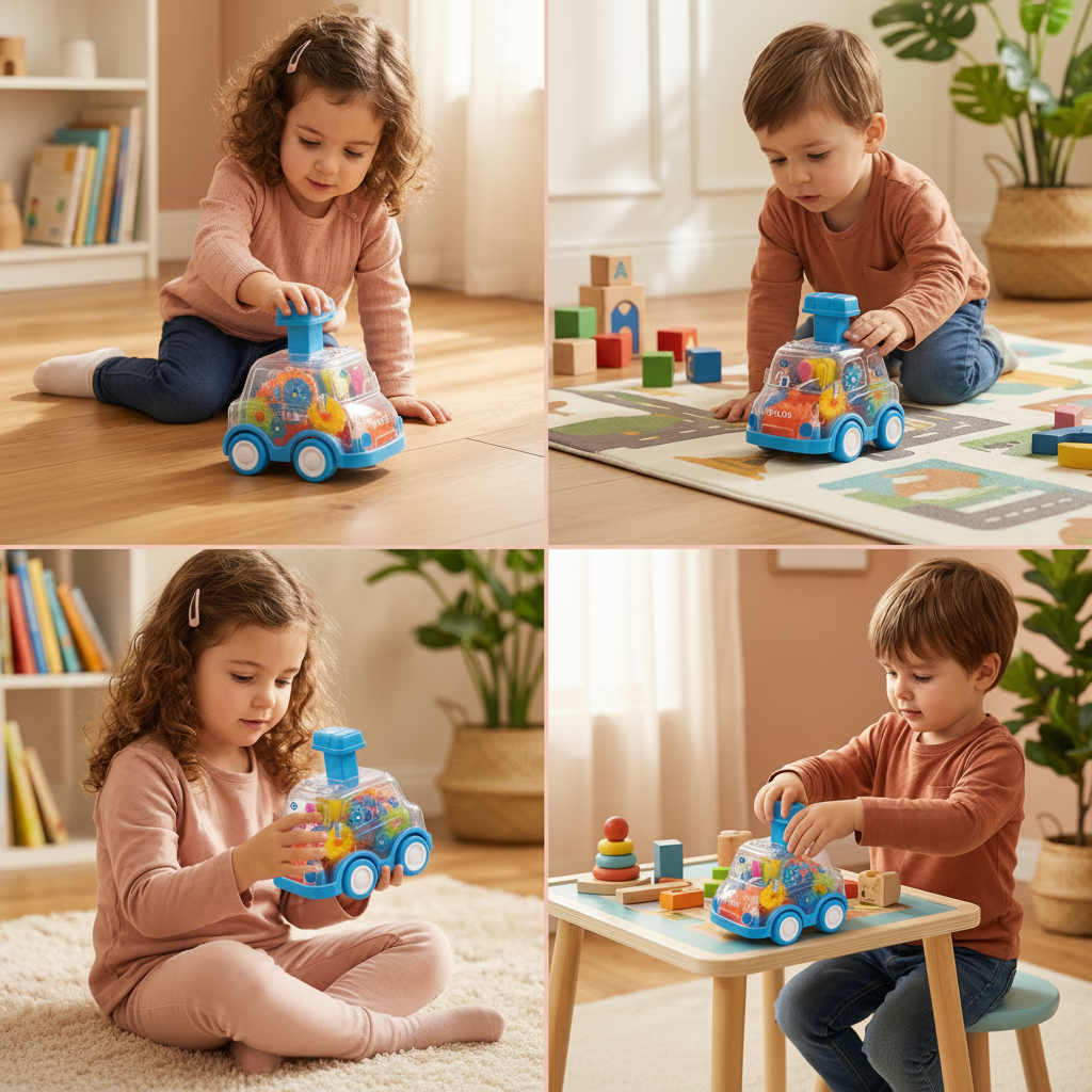 Colorful Gear Mechanism Push-and-Go Toy Cars for Kids - Educational STEM Toy