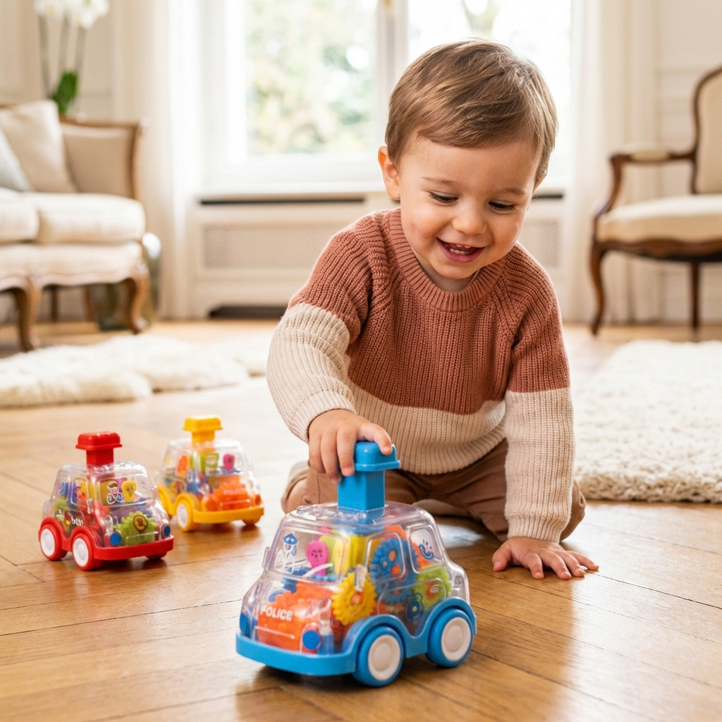 Colorful Gear Mechanism Push-and-Go Toy Cars for Kids - Educational STEM Toy